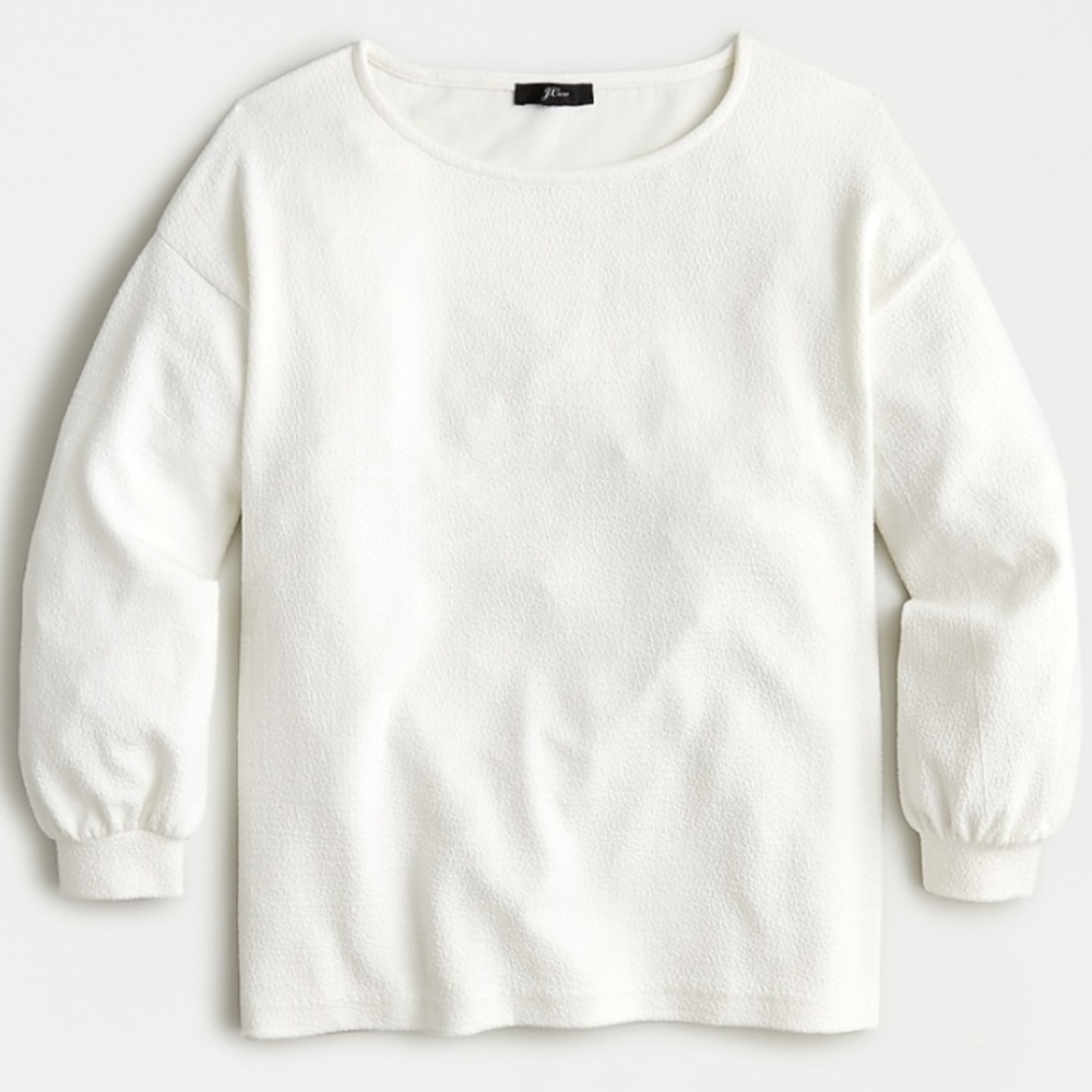 NWT J crew balloon sleeve double knit top ivory